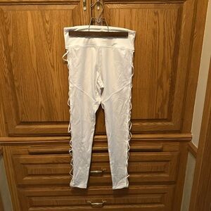 White Lace-Up Leggings